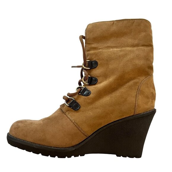 Route 66 Womens Size 9.5 Brown Suede Ankle Boots High Heels Lamb's Lined - Picture 9 of 12